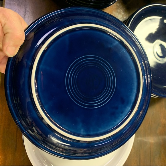 Fiestaware Cobalt Blue & White Set (of 4) 10.5” Bistro Coupe Plates - Picture 3 of 6